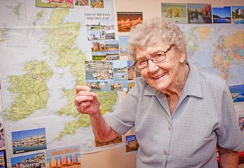 Sybil Downham, 92, a resident at The Chanters which is taking part in the Facebook ’Postcards for Kindness’ campaign. 